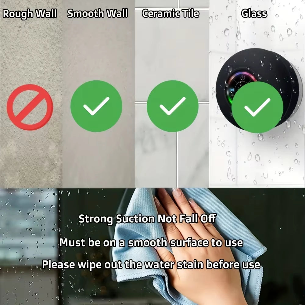 Ultimate Waterproof Wireless LED Bluetooth Speaker with Powerful Suction Cup - Perfect for Outdoor Adventures!