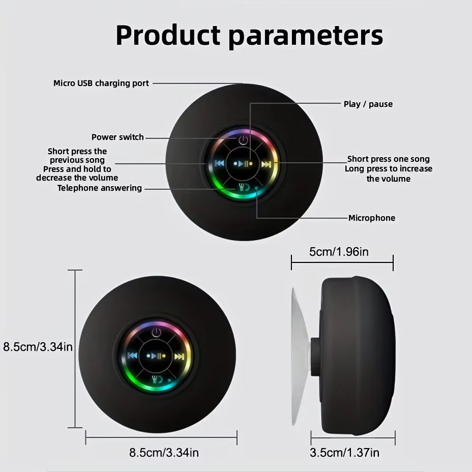 Ultimate Waterproof Wireless LED Bluetooth Speaker with Powerful Suction Cup - Perfect for Outdoor Adventures!